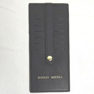 Badgley Mischka 7‎ Slot Card Holder With Tab, Solid Black Neutral, NWOT